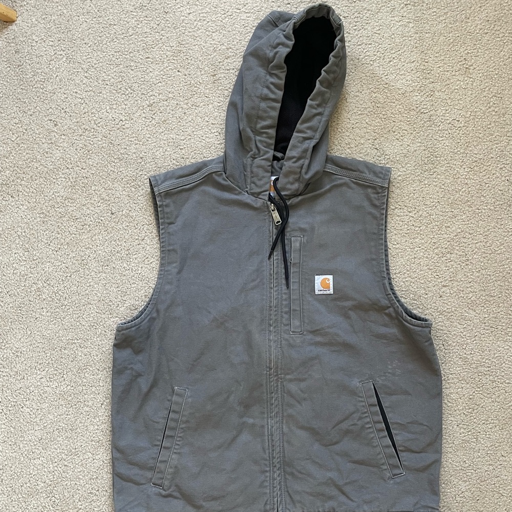 Carhartt Men’s Washed Duck Fleece Lined Hooded Vest Size Medium